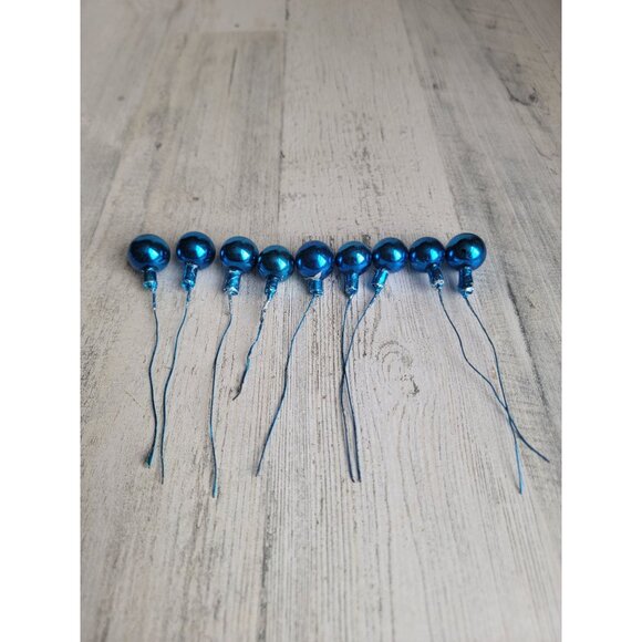 Vintage blue ball branch pick ornament mercury glass Xmas - Picture 1 of 13